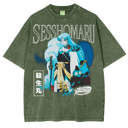 Inuyasha Sesshomaru Vintage Polera Unisex Lavada