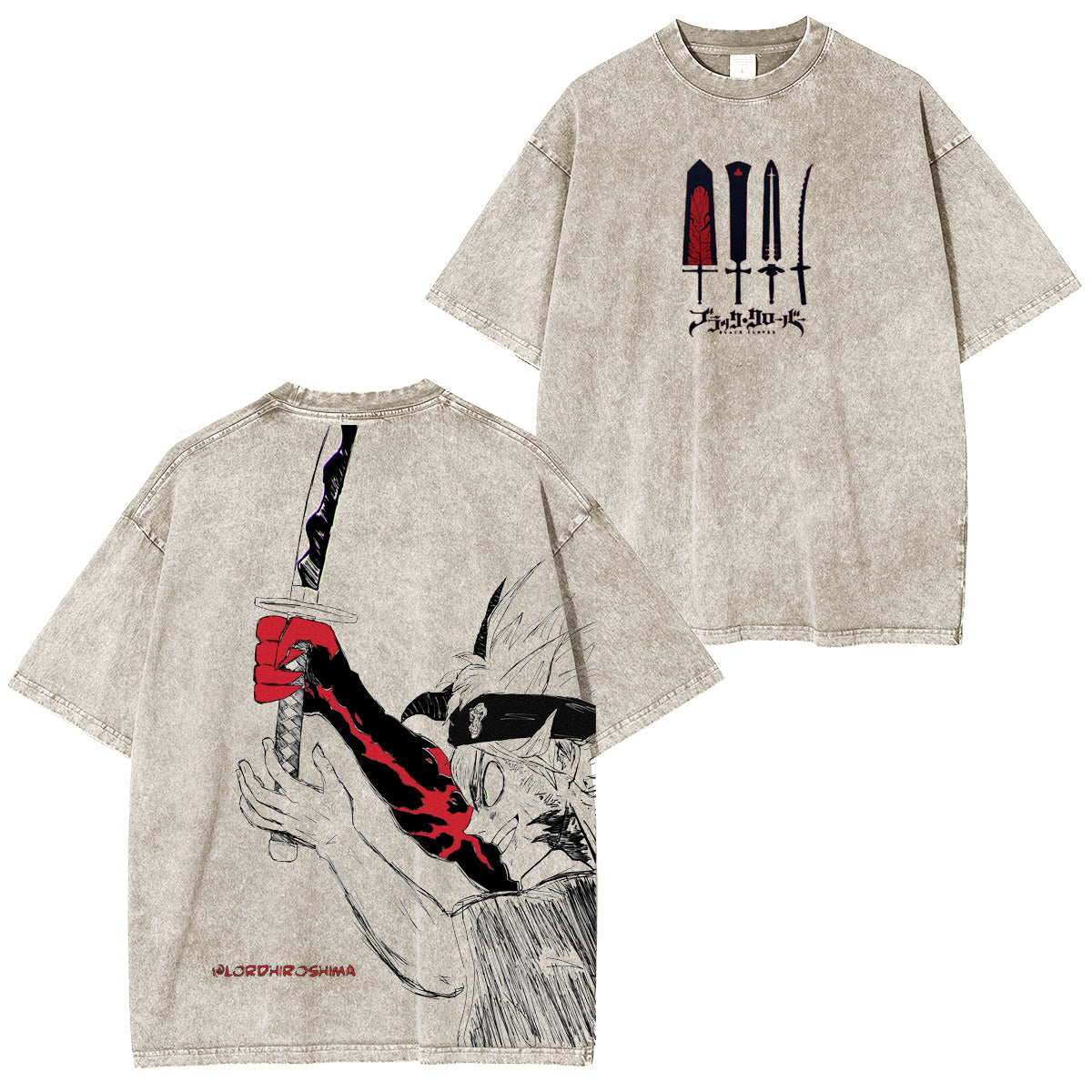 Black Clover Asta Washed Unisex Polera