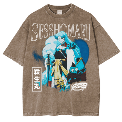 Inuyasha Sesshomaru Vintage Polera Unisex Lavada