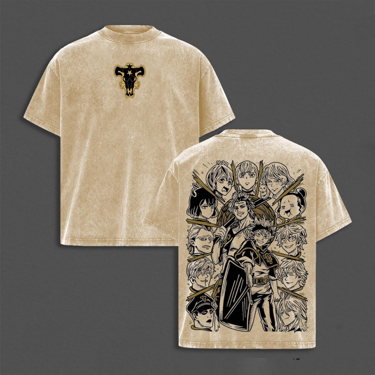 Black Clover:Asta Vs Yami Sukehiro Black Bulls Polera Lavada Vintage