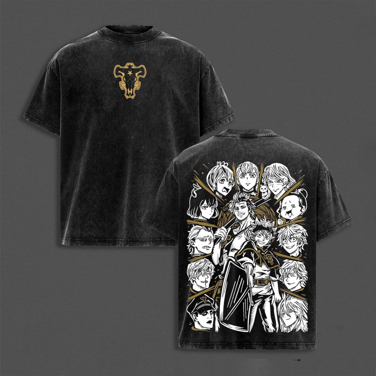Black Clover:Asta Vs Yami Sukehiro Black Bulls Polera Lavada Vintage