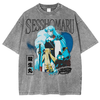Inuyasha Sesshomaru Vintage Polera Unisex Lavada