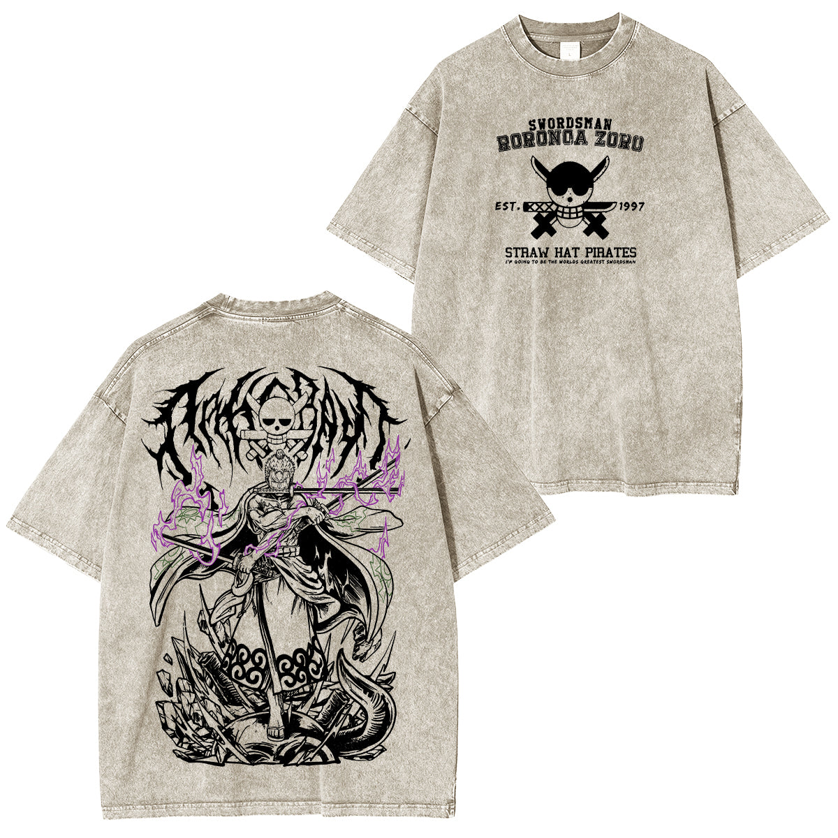 Roronoa Zoro One Piece Anime Unisex Washed T-Shirt/HOODIE