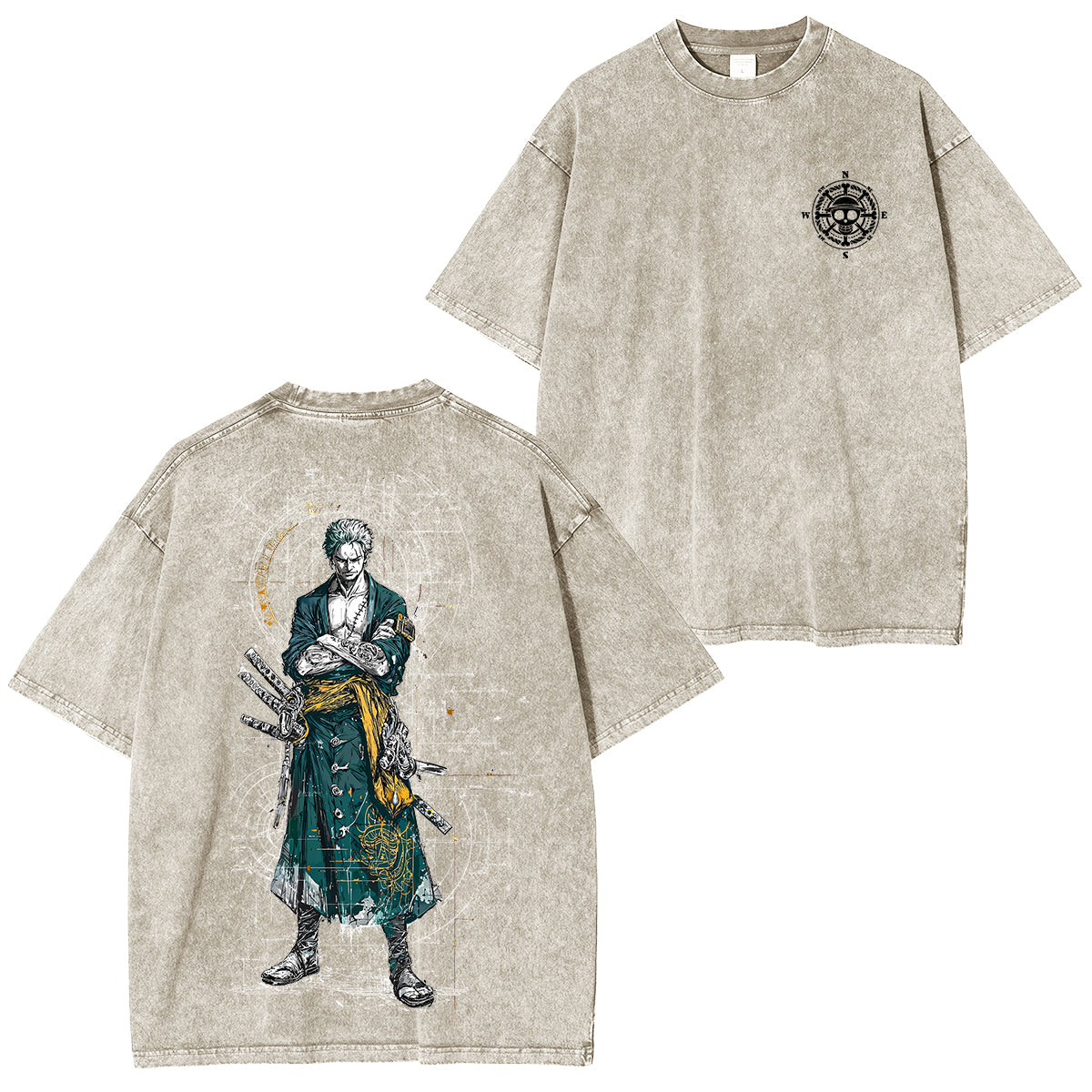 Zoro One Piece Unisex Washed T-Shirt