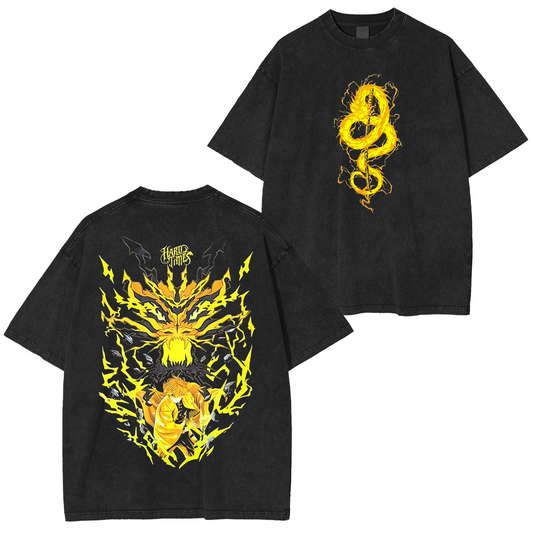 Zenitsu Demons Slayer Retro Edition Vintage Anime Unisex Washed T-Shirt