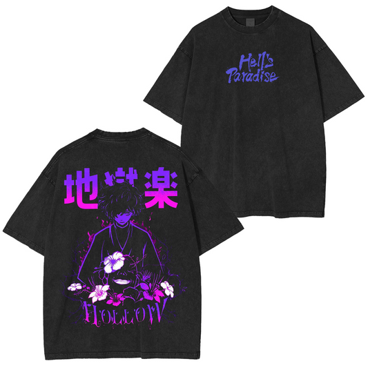 Gabimaru , Hell's Paradise Retro Limited Purple Vintage Anime Unisex Washed T-Shirt