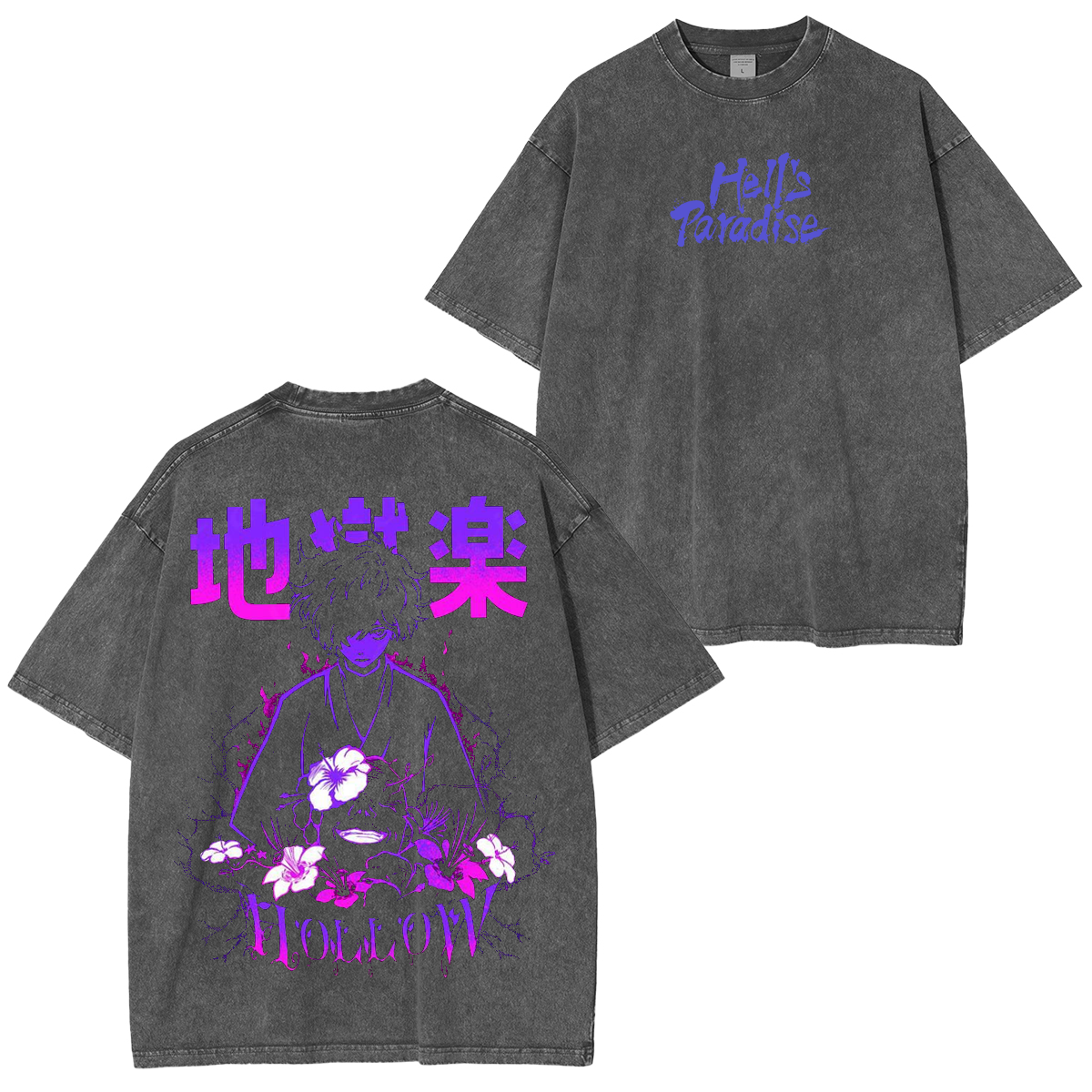 Gabimaru , Hell's Paradise Retro Limited Purple Vintage Anime Unisex Washed T-Shirt