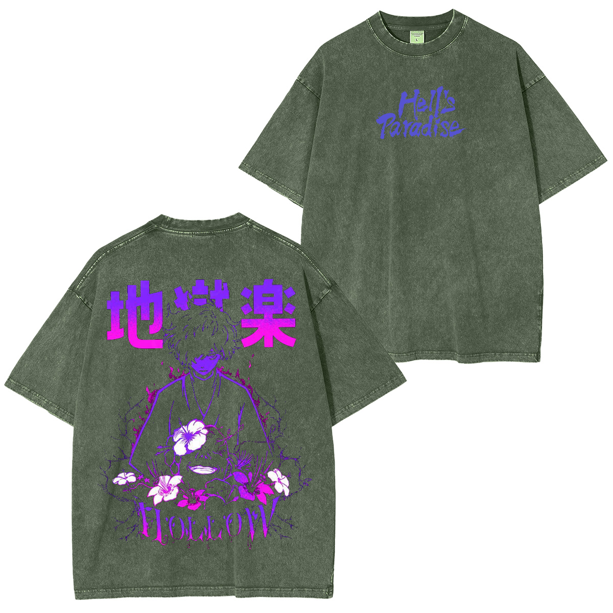Gabimaru , Hell's Paradise Retro Limited Purple Vintage Anime Unisex Washed T-Shirt