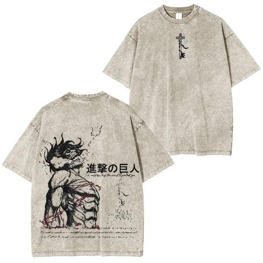 Attack On Titan Vintage Unisex Washed Tee