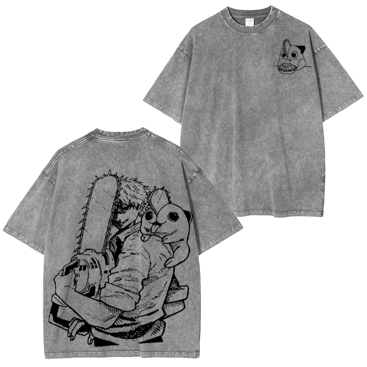 Chainsaw Man Denji & Pochita Vintage Unsiex Washed T-Shirt