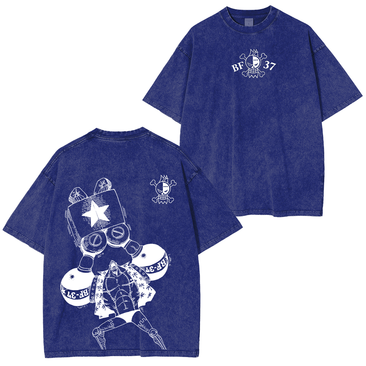 Franky Superrr Retro One Piece Anime Unsiex Washed T-Shirt
