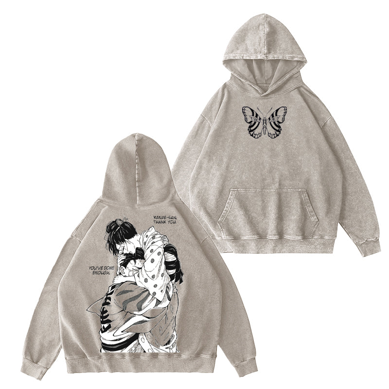 Akaza X KoyukiDemon Slayer Washed Hooded Sweatshirt