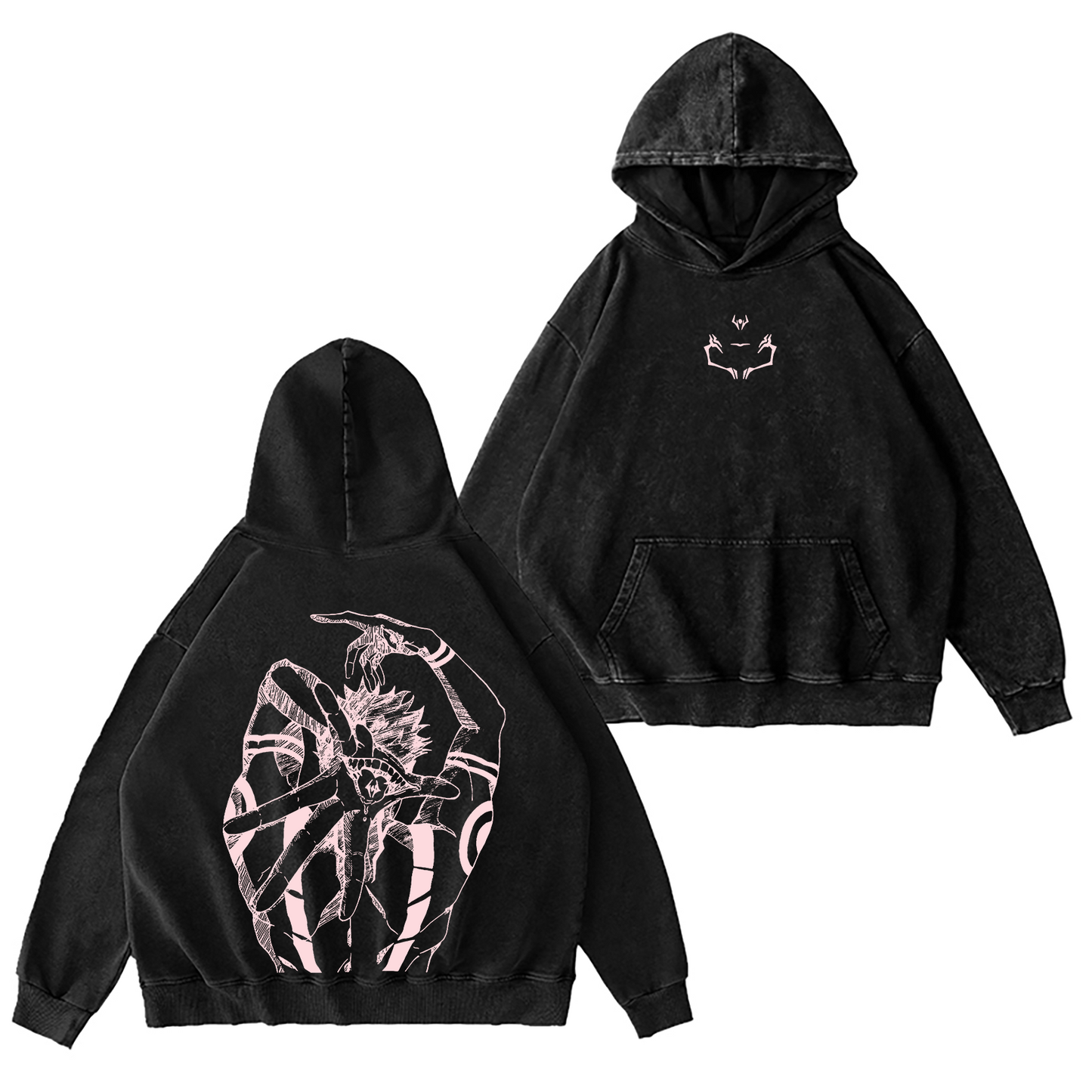 Limited Retro Sukuna ,Jujutsu Kaisen Anime Washed Hooded Sweatshirt