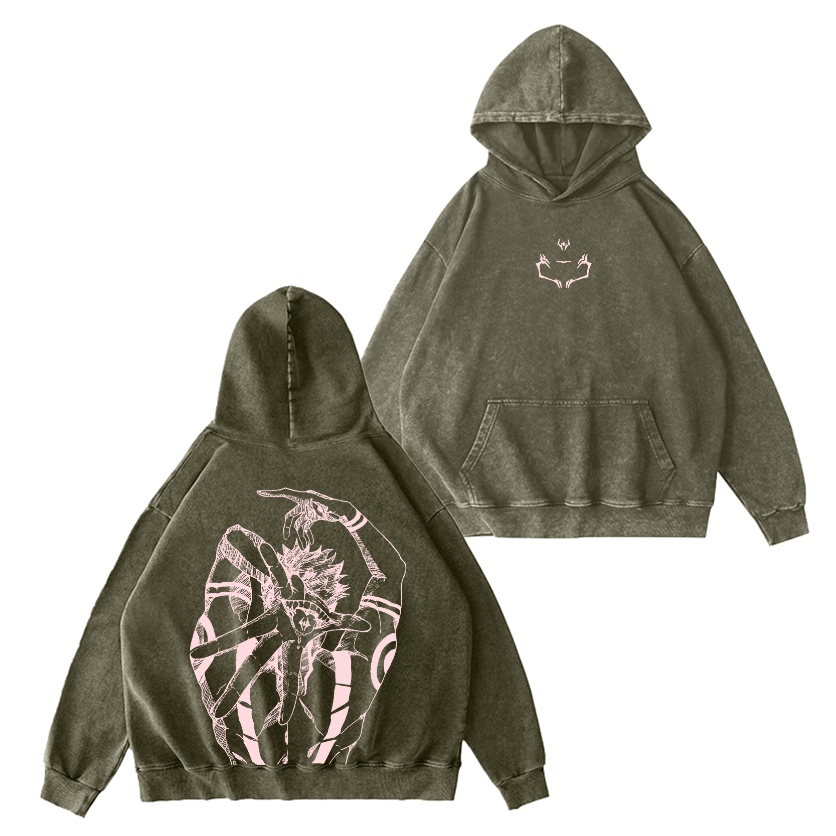 Limited Retro Sukuna ,Jujutsu Kaisen Anime Washed Hooded Sweatshirt