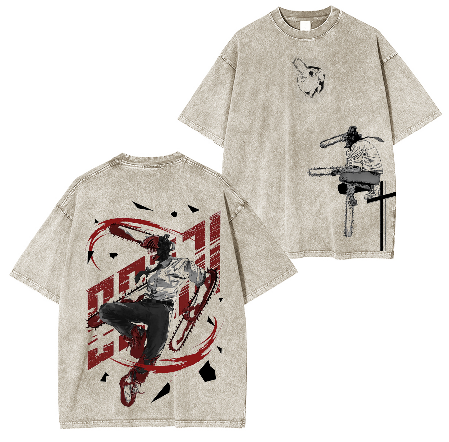 Chainsaw Man Anime Unsiex Washed T-Shirt