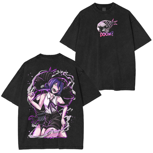 Reze,Chainsaw Man Anime Washed T-shirt/Crewneck/Hoodie