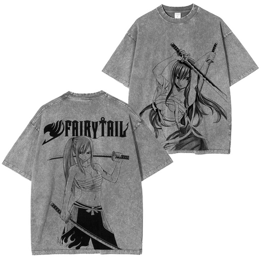 Erza Scarlet,Fairy Tail Anime Washed T-shirt/Crewneck/Hoodie