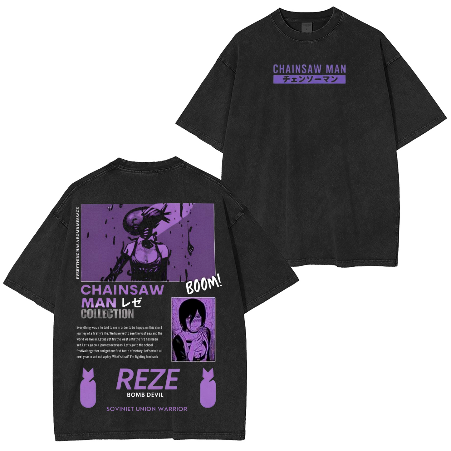 Chainsaw Man Reze Anime Washed T-shirt/Crewneck/Hoodie