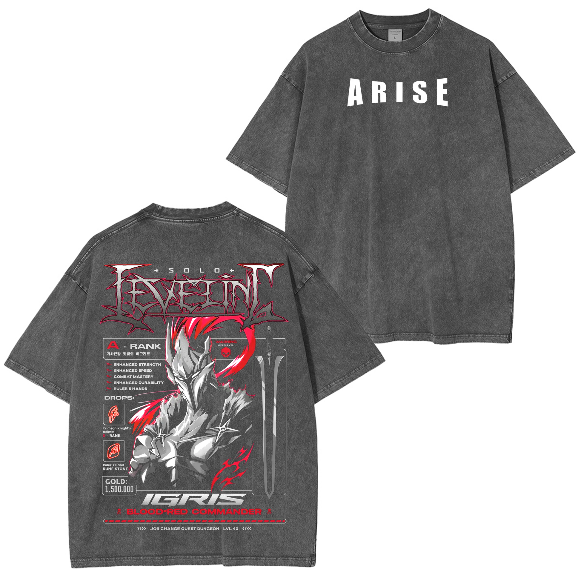 Igris Solo Leveling Washed T-shirt/Crewneck/Hoodie