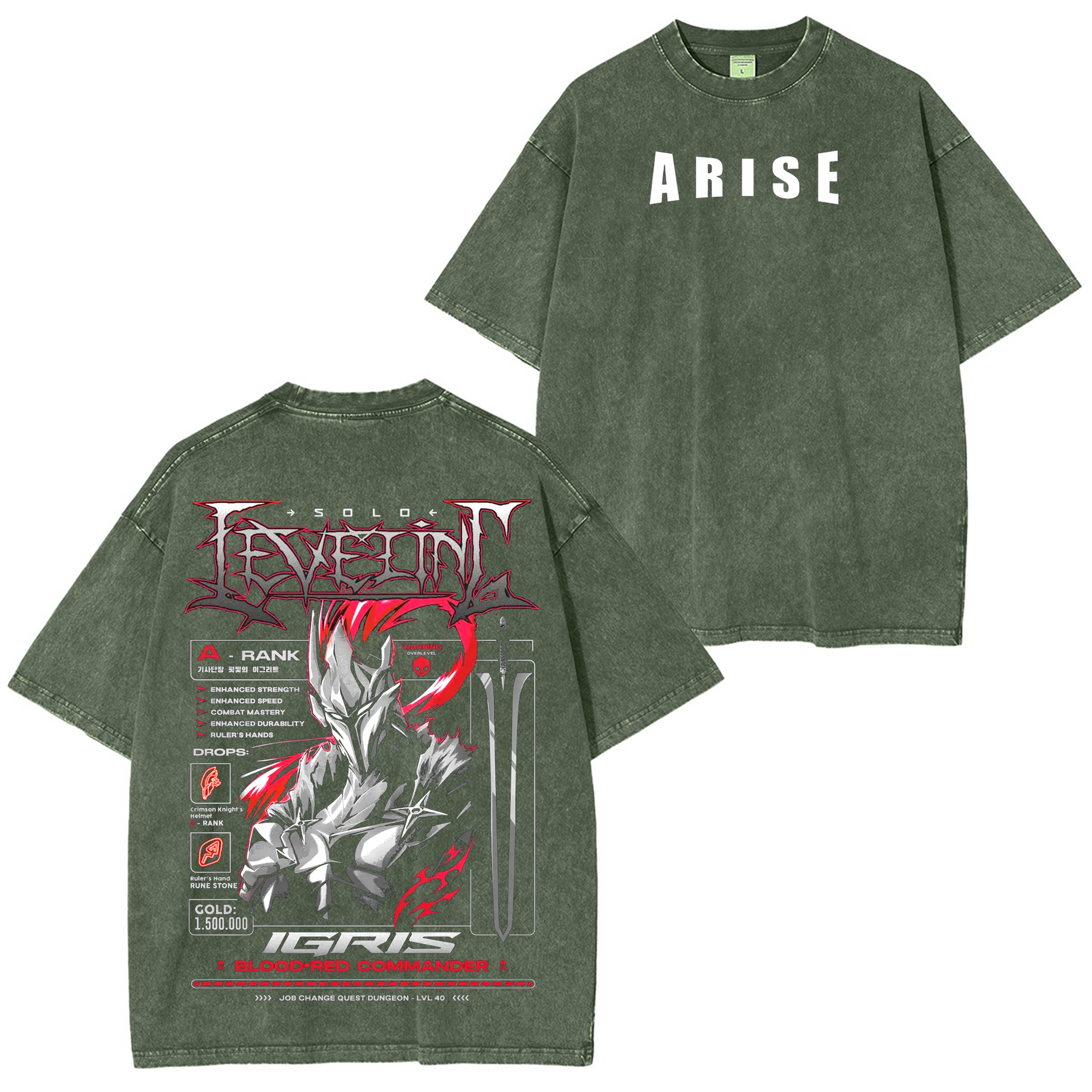 Igris Solo Leveling Washed T-shirt/Crewneck/Hoodie
