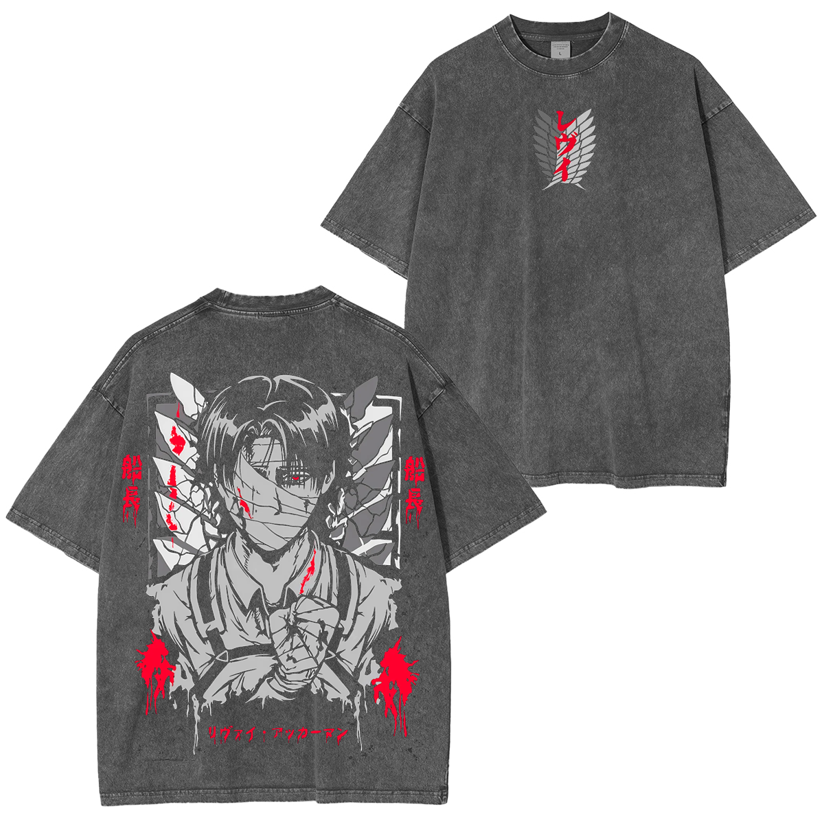Vintage Levi Bandaged Face,Attack on Titan Anime Washed T-shirt/Crewneck/Hoodie