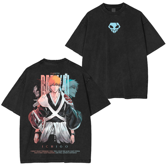 Ichigo- Bleach Anime Washed T-shirt/Crewneck/Hoodie
