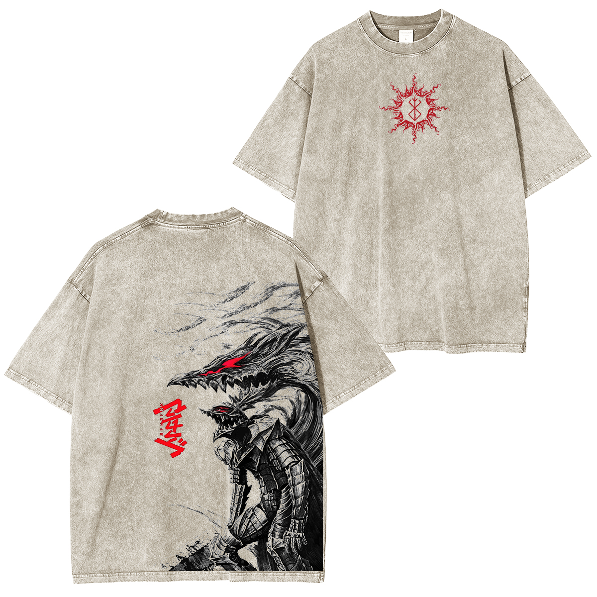 Berserk Anime Washed Unisex Polera