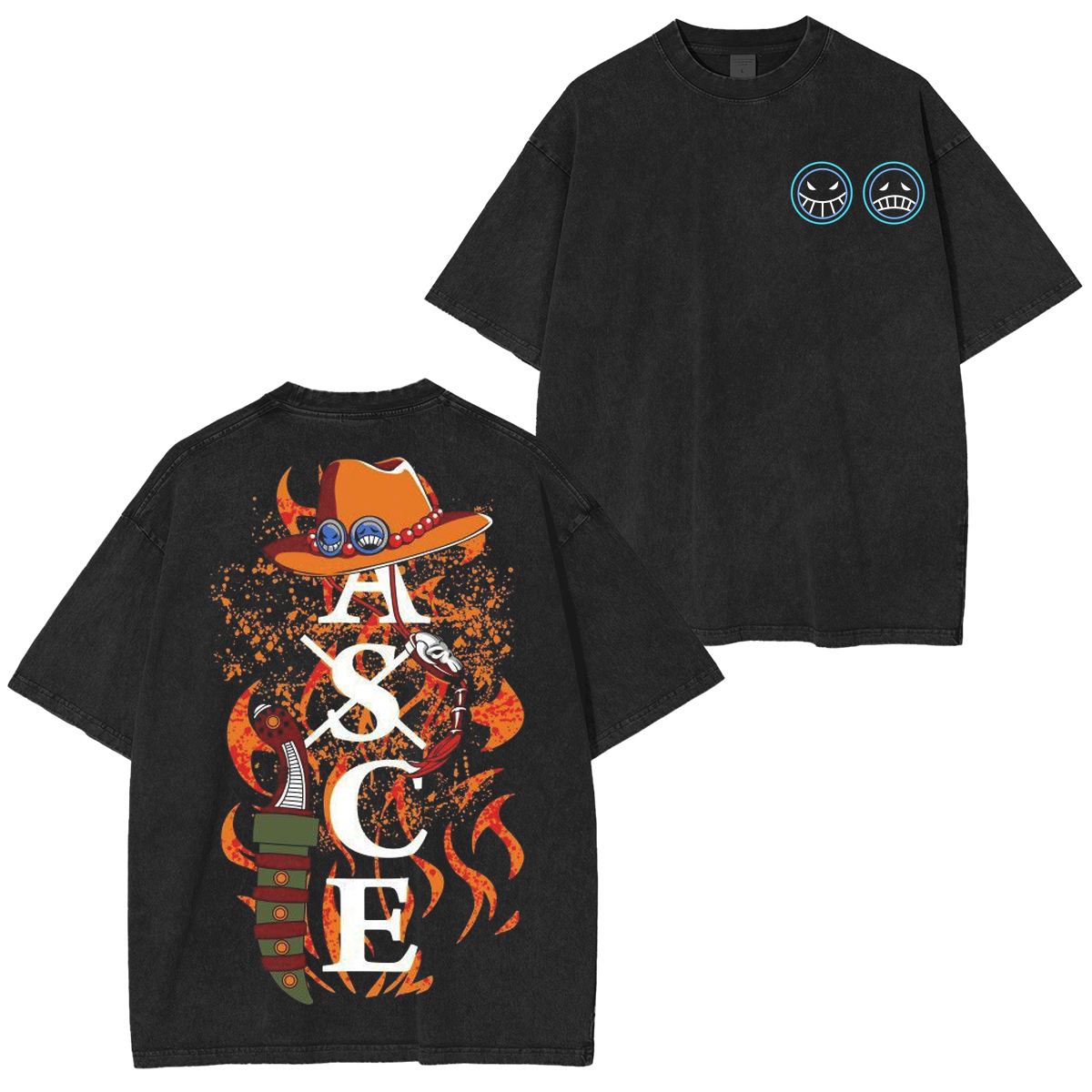 Retro Vintage Limited Anime One Piece, Portgas D. Ace Polera Unisex Lavada