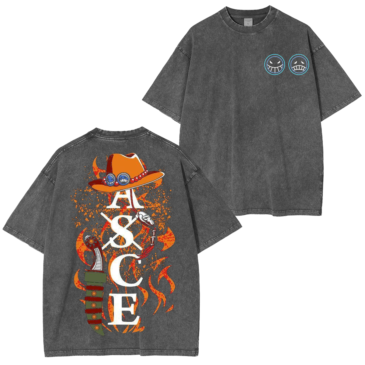 Retro Vintage Limited Anime One Piece, Portgas D. Ace Polera Unisex Lavada