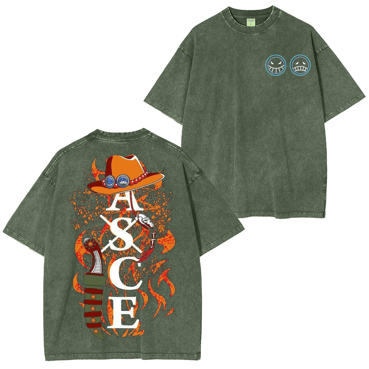 Retro Vintage Limited Anime One Piece, Portgas D. Ace Polera Unisex Lavada