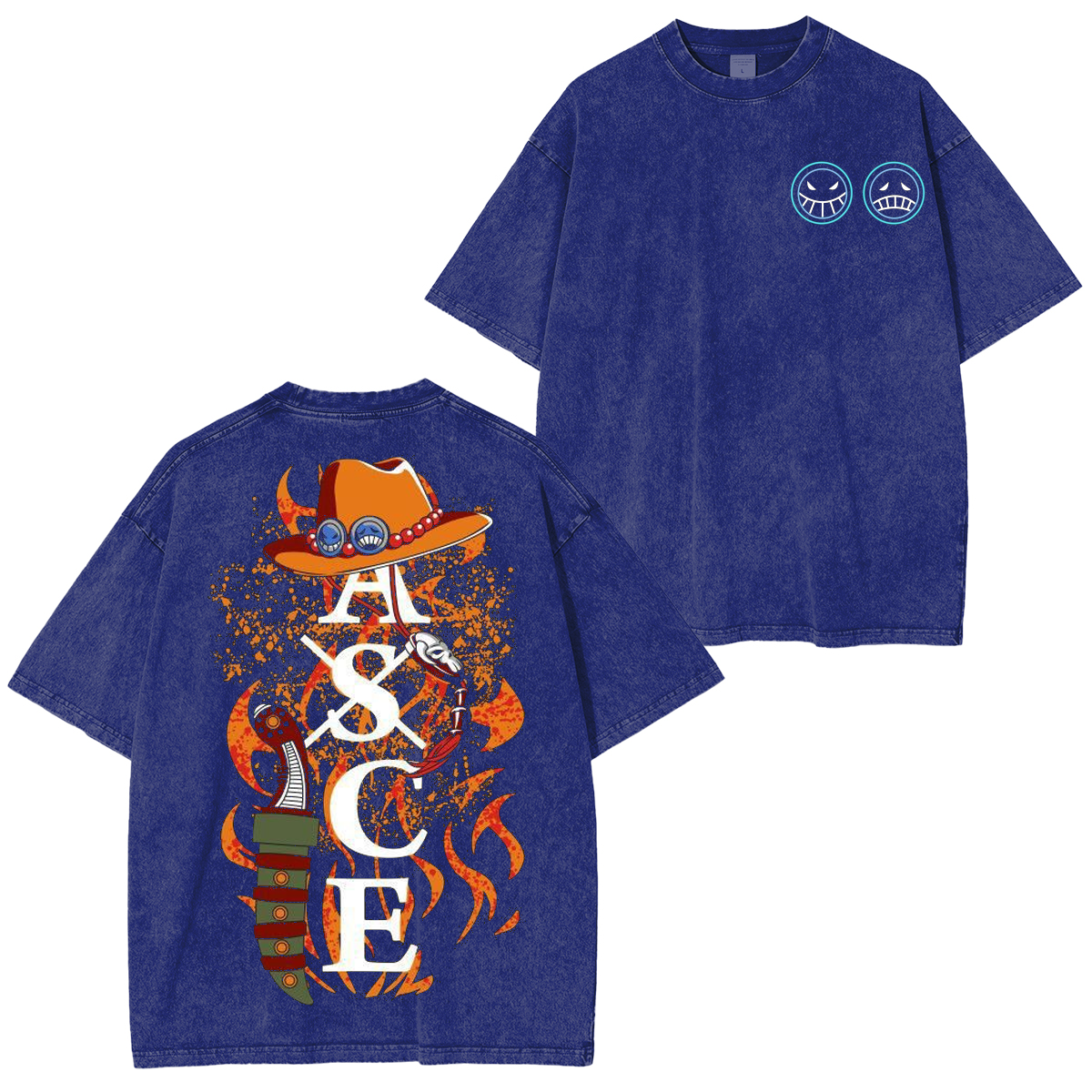 Retro Vintage Limited Anime One Piece, Portgas D. Ace Polera Unisex Lavada