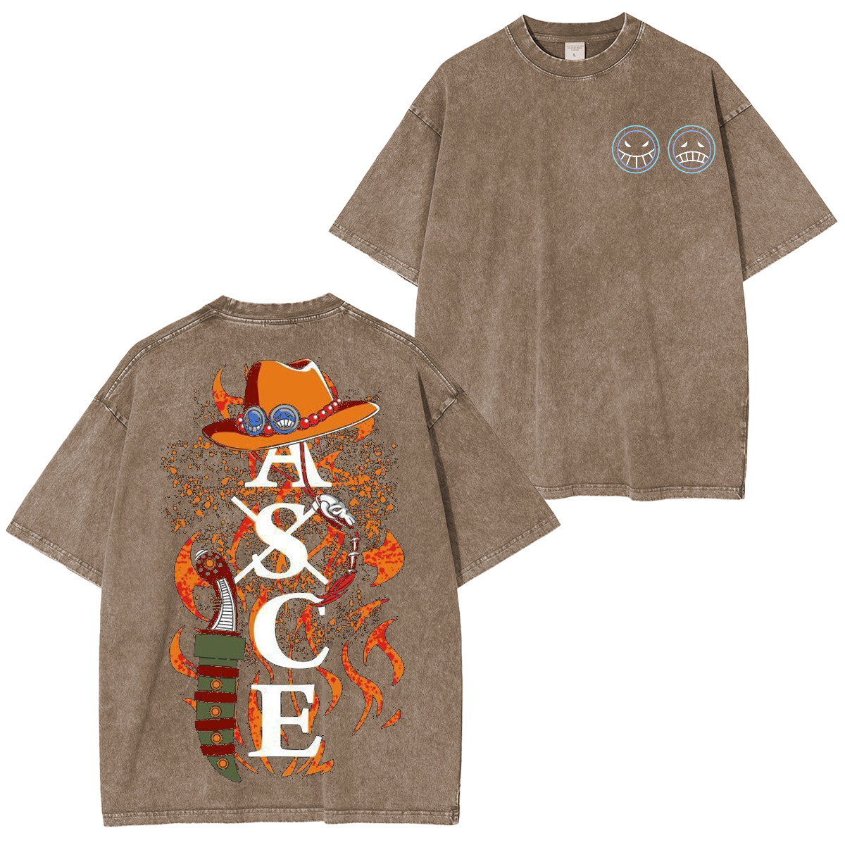 Retro Vintage Limited Anime One Piece, Portgas D. Ace Polera Unisex Lavada