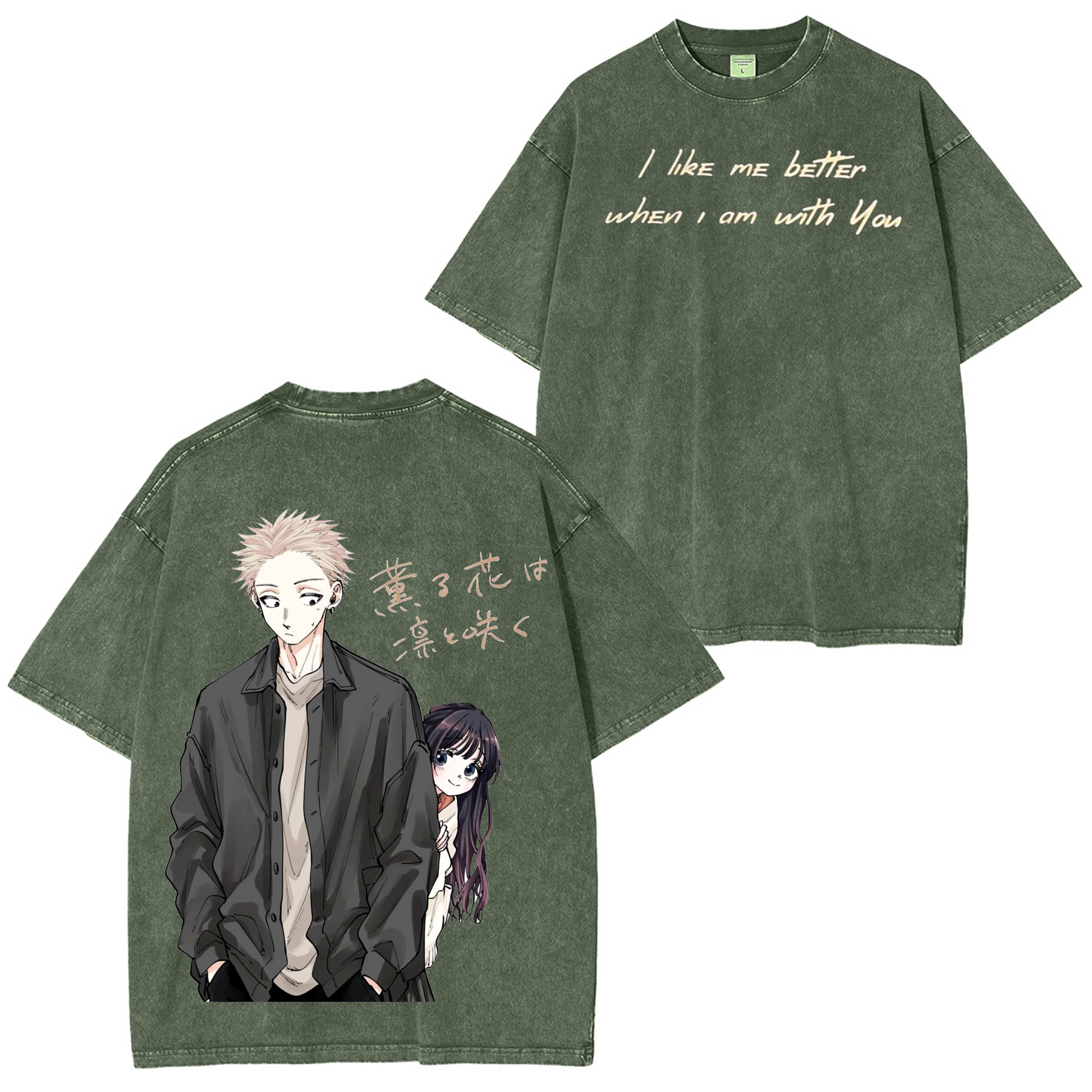 Rintaro And Waguri I Like Me Bette,The Fragrant Flower Blooms with Dignity Anime Washed T-shirt/Crewneck/Hoodie