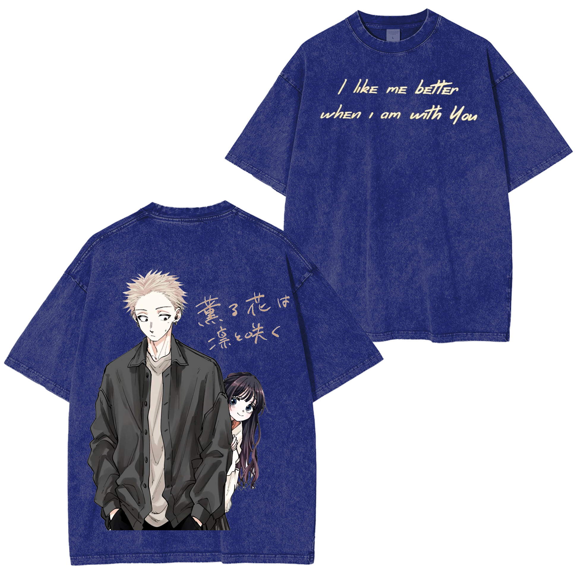 Rintaro And Waguri I Like Me Bette,The Fragrant Flower Blooms with Dignity Anime Washed T-shirt/Crewneck/Hoodie