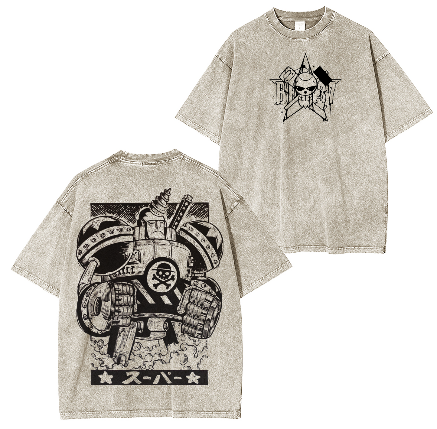 Franky,One Piece Anime Washed T-shirt/Crewneck/Hoodie