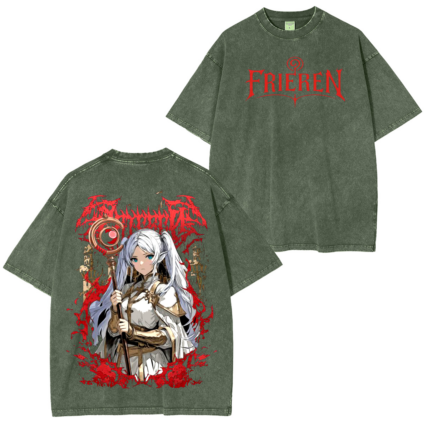 Frieren Anime Washed T-shirt/Crewneck/Hoodie