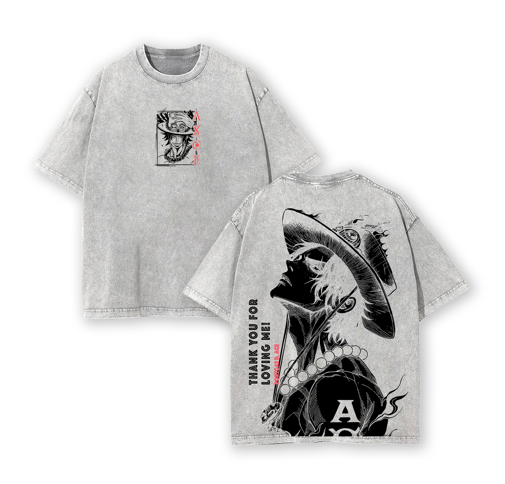 Portgas D. Ace ,One Piece Vintage Anime washed T-shirt/Crewneck/Hoodie