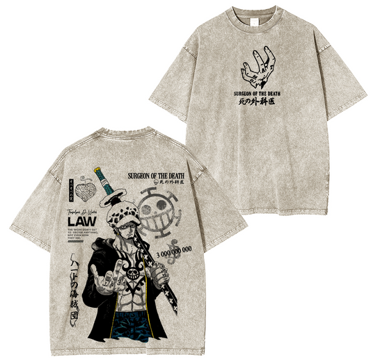 Trafalgar Law -One Piece Bounty Graphic Anime Washed T-shirt/Crewneck/Hoodie
