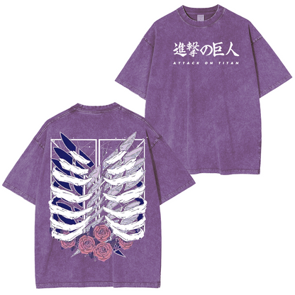 Attack on Titan Anime Polera Unisex Lavada