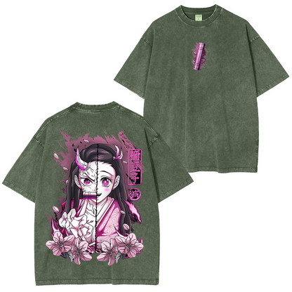 Nezuko Kamado, Demon Slayer Anime Polera Unisex Lavada