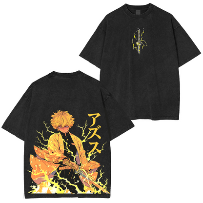Zenitsu Agatsuma,Demon Slaye Anime Polera Unisex Lavada