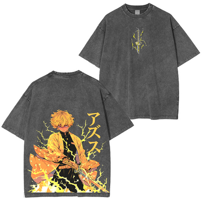 Zenitsu Agatsuma,Demon Slaye Anime Polera Unisex Lavada