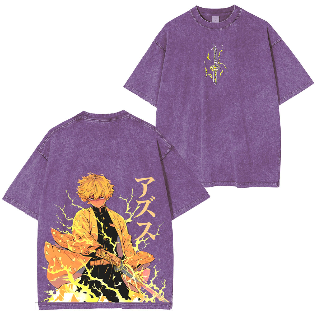 Zenitsu Agatsuma,Demon Slaye Anime Polera Unisex Lavada