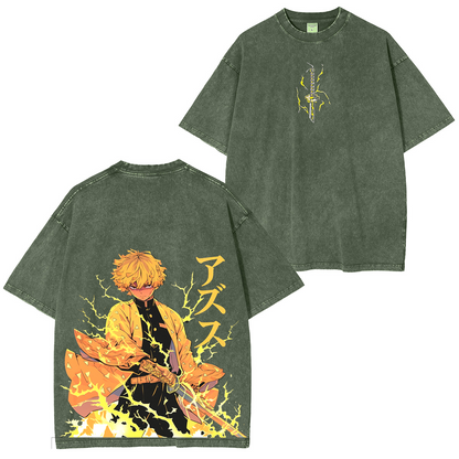 Zenitsu Agatsuma,Demon Slaye Anime Polera Unisex Lavada