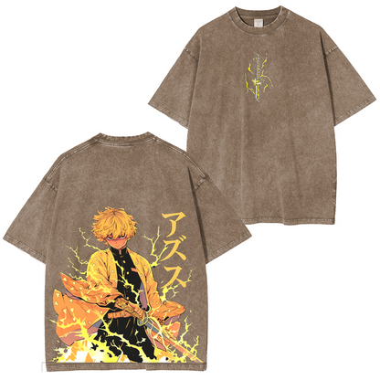 Zenitsu Agatsuma,Demon Slaye Anime Polera Unisex Lavada