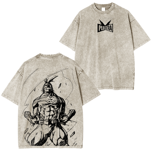 Retro Vintage Limited All might Plus Ultra - My Hero Academia Anime Polera Unisex Lavada