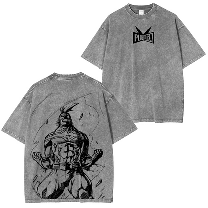 Retro Vintage Limited All might Plus Ultra - My Hero Academia Anime Polera Unisex Lavada