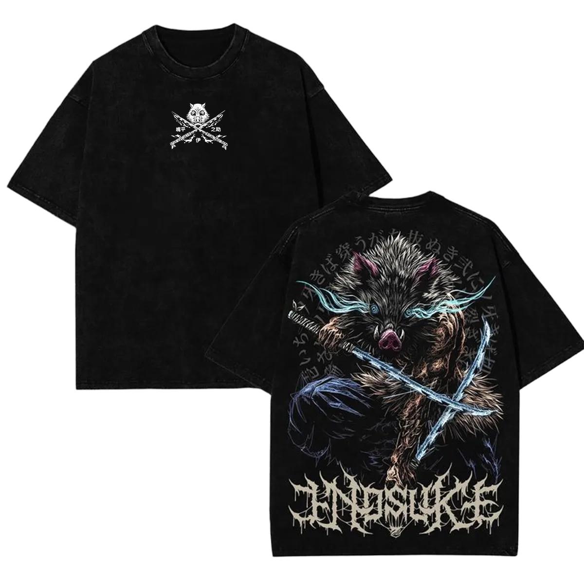 Demon Slayer Unisex Oversize Anime Manga Washed Heavyweight Cotton Polera