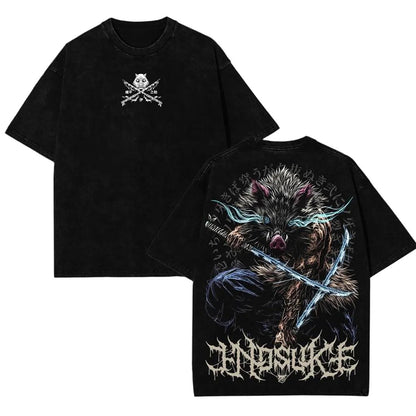 Demon Slayer Unisex Oversize Anime Manga Washed Heavyweight Cotton Polera
