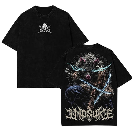 Demon Slayer Unisex Oversize Anime Manga Washed Heavyweight Cotton Polera